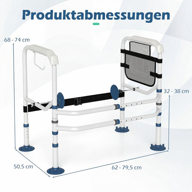 Regulējams tualetes drošības rāmis ar uzglabāšanas vietu, balts