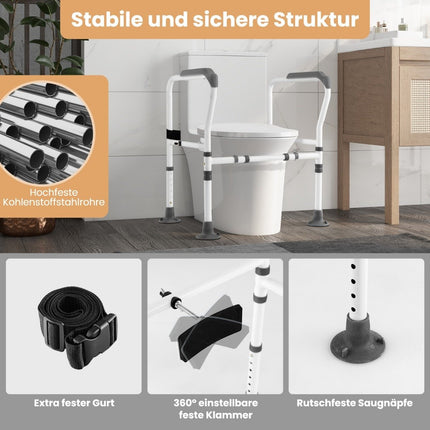 Regulējama tualetes drošības barjera - 6 augstumi, 2 platumi, oglekļa tērauds