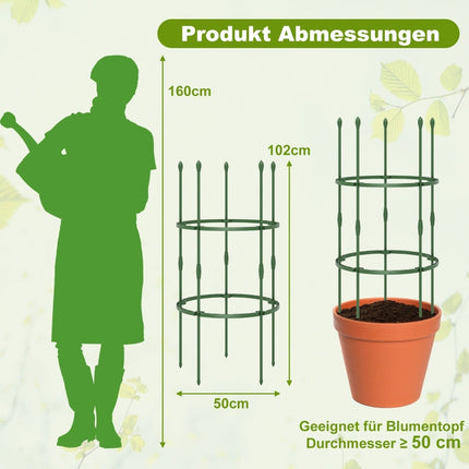 Regulējams tomātu augu atbalsta būru komplekts - 3 gab. iepakojumā, 102 cm