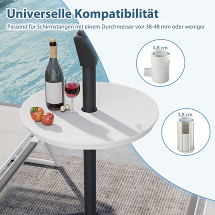 Regulējams lietussargu galds ar 38-48 mm caurumu, balts