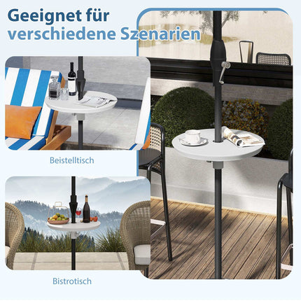 Regulējams lietussargu galds ar 38-48 mm caurumu, balts