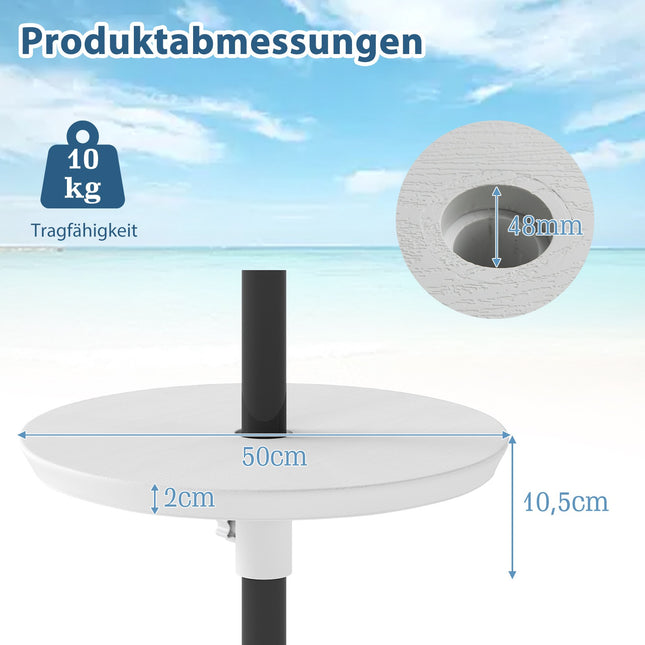 Regulējams lietussargu galds ar 38-48 mm caurumu, balts