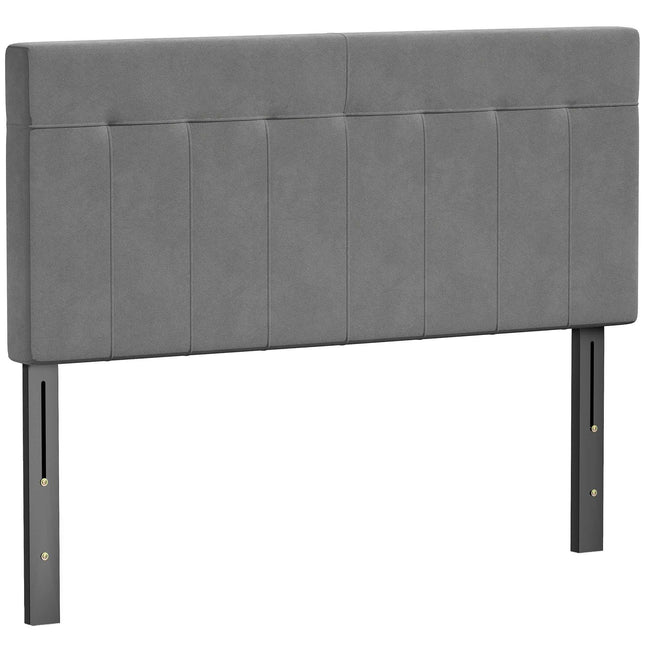 Regulējams samta galvgalis ar metāla kājām, 140 cm, pelēks