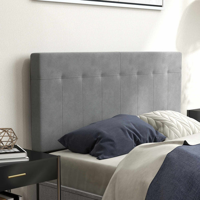 Regulējams samta galvgalis ar metāla kājām, 140 cm, pelēks