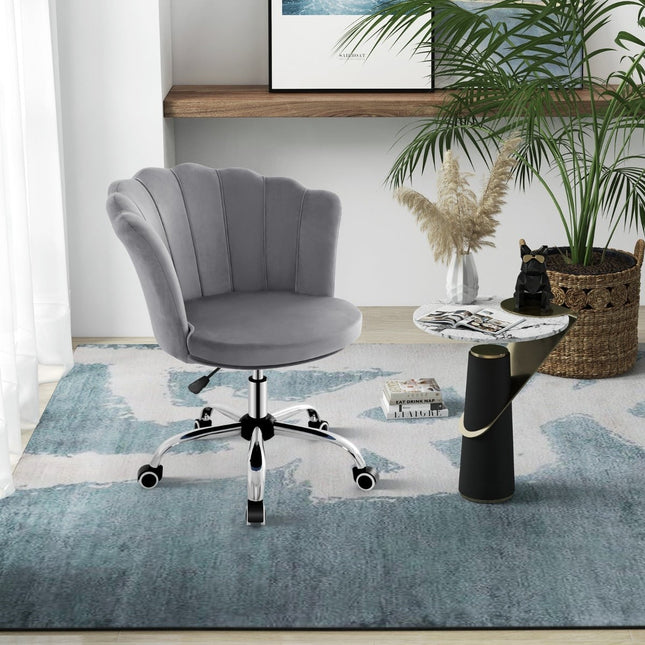Regulējams samta biroja krēsls ar riteņiem, ergonomisks dizains