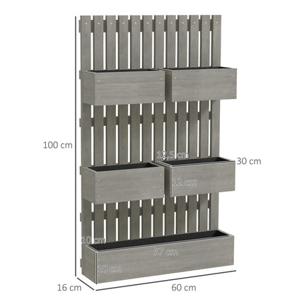 Regulējama koka paaugstināta dārza puķe ar režģi, 60x16x100 cm