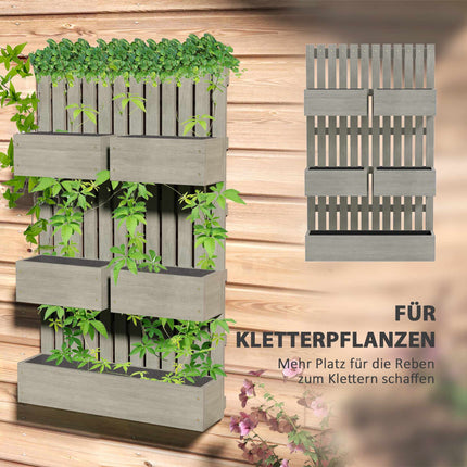 Regulējama koka paaugstināta dārza puķe ar režģi, 60x16x100 cm