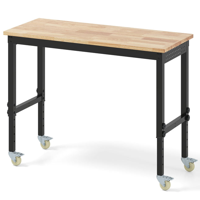 Regulējams darbagalds ar riteņiem, celtspēja 1100 kg, 2 perforēti dēļi