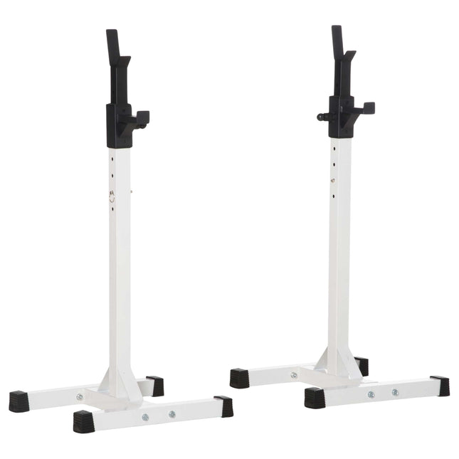 Hanteļu statīvs, 2 gabalu komplekts, stieņu statīvs, augstumā regulējams hanteļu statīvs ar gumijas kāju uzlikām, 105-160 cm, spēka treniņiem, līdz 150 kg