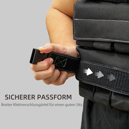 Adjustable 20 kg weight vest with reflective strips for fitness