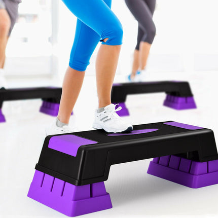 Aerobikas pakāpienu platforma, 3 līmeņu regulējams augstums, violeta
