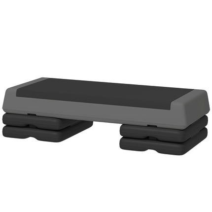 Aerobikas steperis, 10,5/15,5/20,5 cm augstumā regulējams kāpšļu dēlis, neslīdošs, mājām, sporta zālei, birojam, plastmasa, pelēks