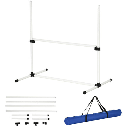 Veiklības šķēršļu komplekts, slaloma stieņi, suņu apmācības komplekts, 4 barjeras, plastmasa, balts, 99x65x94 cm