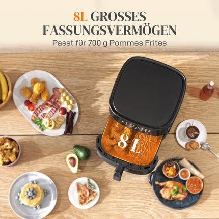 Gaisa fritieri, 8 l, 8 programmas, LED ekrāns, melns