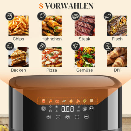 Gaisa fritieri, 8 l, 8 programmas, LED ekrāns, melns