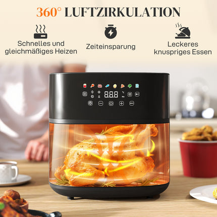 Gaisa fritieri, 8 l, 8 programmas, LED ekrāns, melns