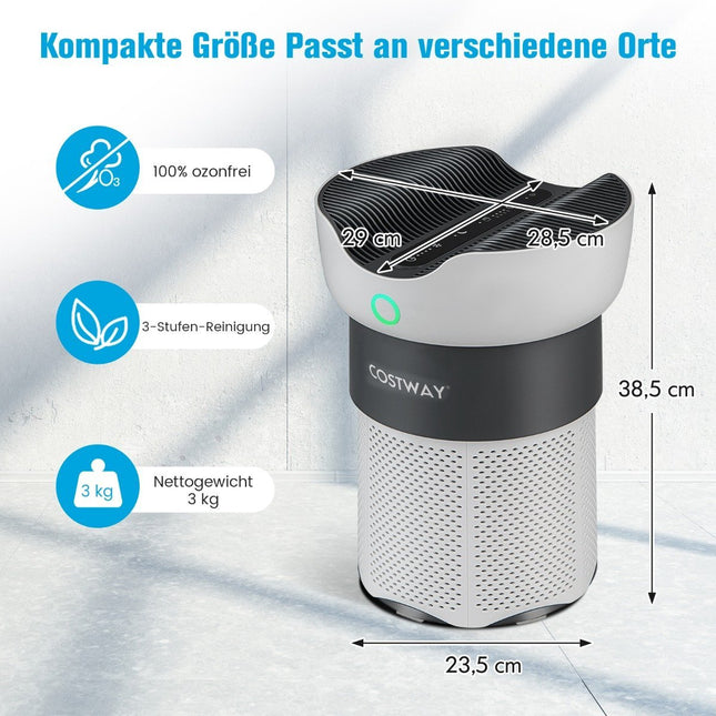 Gaisa attīrītājs mājas birojam ar 121 m² darbības rādiusu, 3 posmu tīrīšanas process, balts