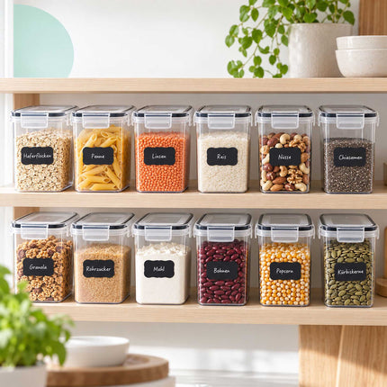 Airtight Food Storage Container Set with Click-Lock Lids, 12 Pieces, Low