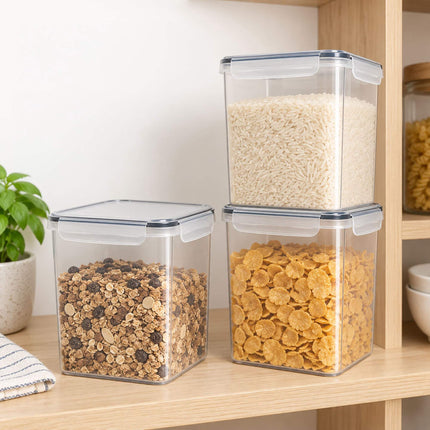 Airtight Food Storage Containers Set of 4 with Labels, Transparent