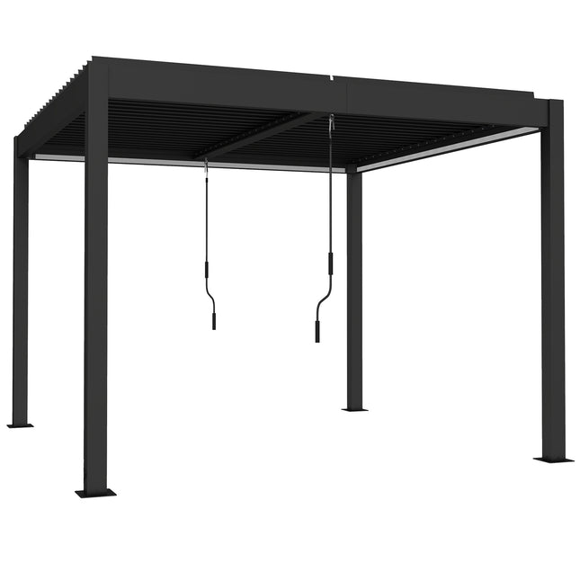 Alumīnija pergola 3x3m ar LED gaismām un regulējamu jumtu
