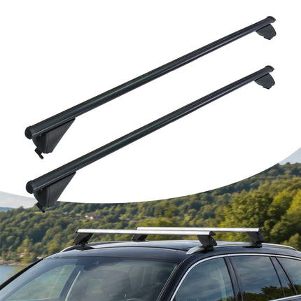 Aluminium Roof Bars for Closed Rails, Black, 124 cm