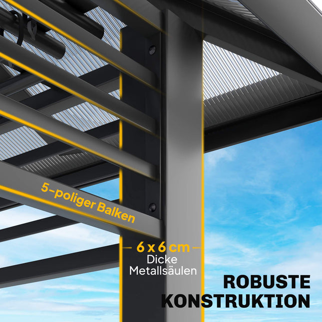 Alumīnija dārza paviljons 3,6x3 m ar moskītu tīklu