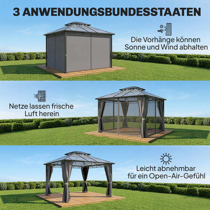 Alumīnija dārza paviljons 3,6x3 m ar moskītu tīklu