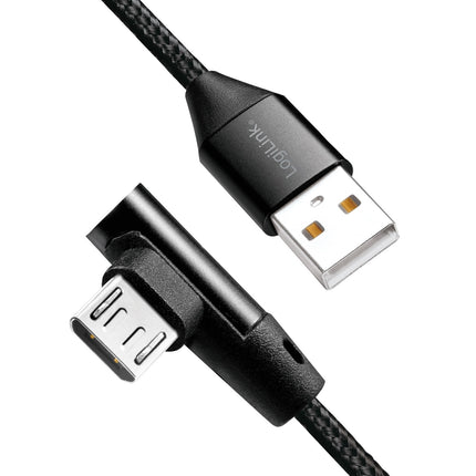 Angled MicroUSB cable USB 2.0 15W 1m
