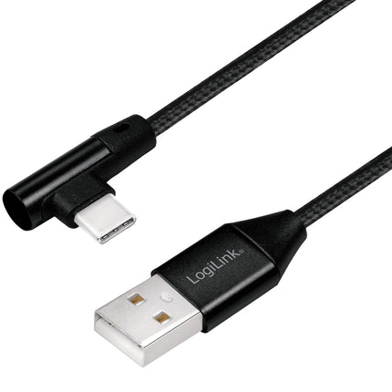 Angled USB-C cable USB 2.0 Max 3A 1m