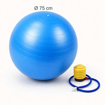 Anti-Burst Exercise Ball with Pump and Stopper, Max. 150 kg, Blue