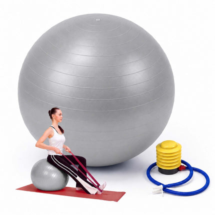 Anti-Burst Exercise Ball with Pump and Stopper, Max. 150 kg, Grey