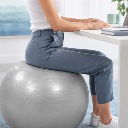 Anti-Burst Exercise Ball with Pump and Stopper, Max. 150 kg, Grey