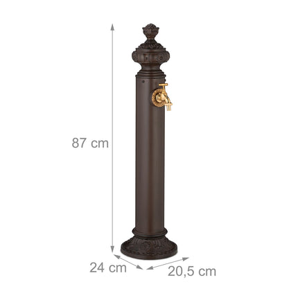 Antīka dārza kolonnas strūklaka ar zelta krānu, 87 cm