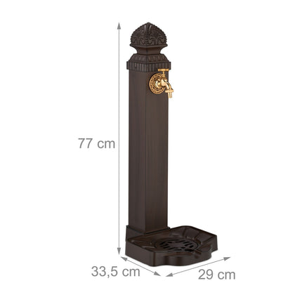 Antīka dārza kolonnas strūklaka ar krānu un izlietni, 77 cm