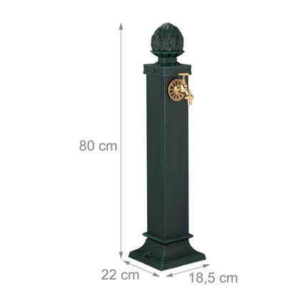 Antīka dārza strūklaka ar zelta krānu, 80 cm