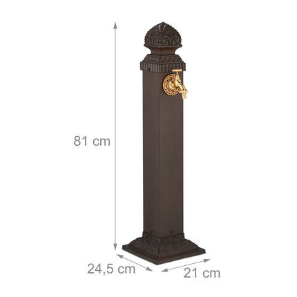 Antīka metāla dārza strūklaka ar krānu, 81 cm