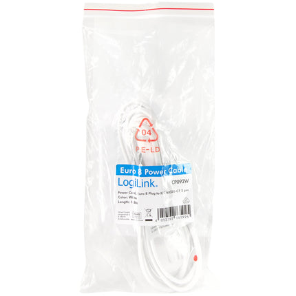 Appliance cable Euro - C7 White 1.8m