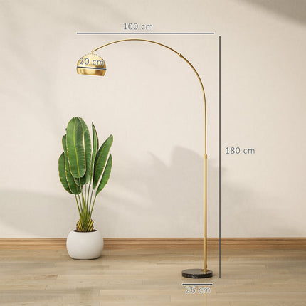 Arkas formas stāvlampa, marmora pamatne, 180 cm, melna/zelta