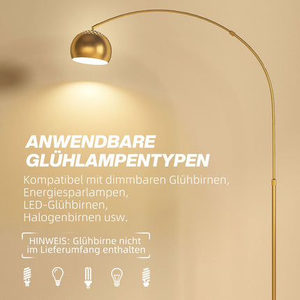 Arkas formas stāvlampa, marmora pamatne, 180 cm, melna/zelta