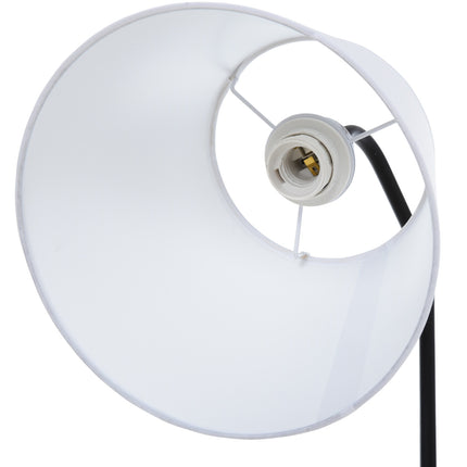 Scandinavian floor lamp with wooden table - White, 42x144Cm