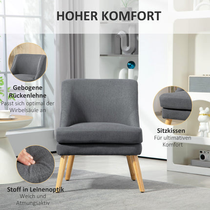 Armchair Lounge chair with padded linen look, dark grey