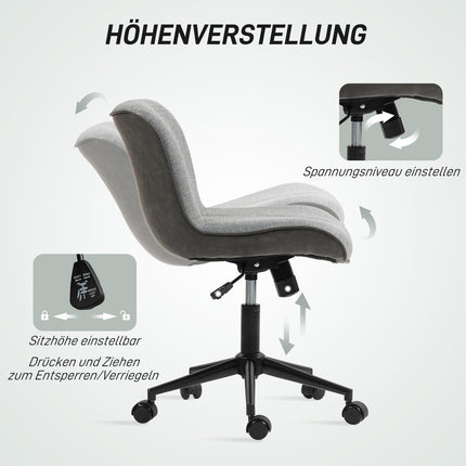 Biroja krēsls bez roku balstiem, regulējams augstums, grozāms, pelēks