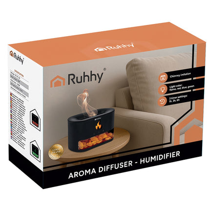 Aroma difuzora mitrinātājs, 250ml, LED kamīna efekts