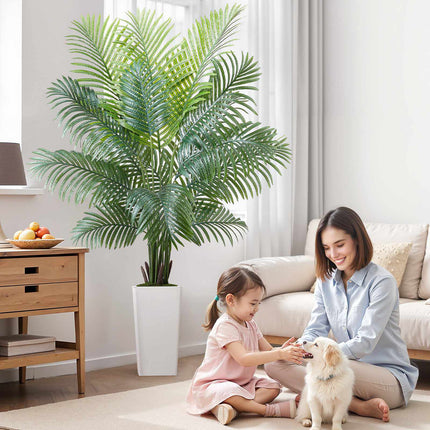 Artificial Areca Palm Tree 6 Ft With White Planter
