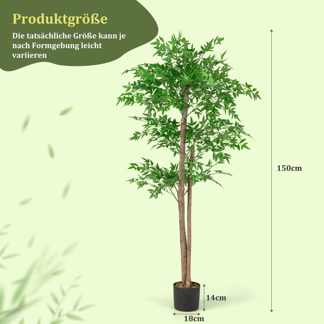 Mākslīgais bambusa augs ar podu, 150 cm, 1020 lapas