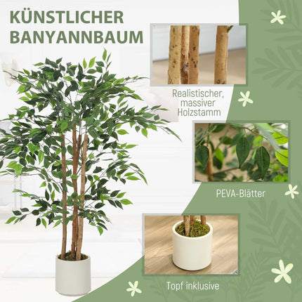 Mākslīgais banjana koks 120 cm, masīvkoka stumbrs