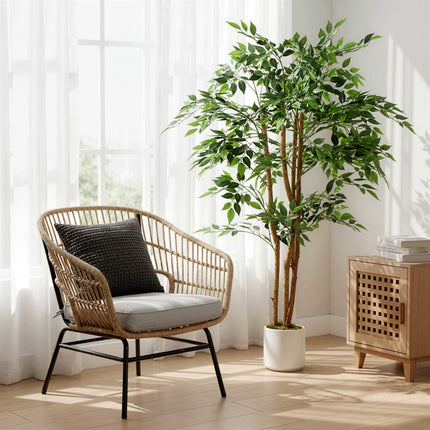 Mākslīgais banjana koks 150 cm, koka stumbrs, balts pods