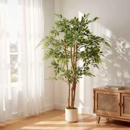 Mākslīgais banjana koks 150 cm, koka stumbrs, balts pods