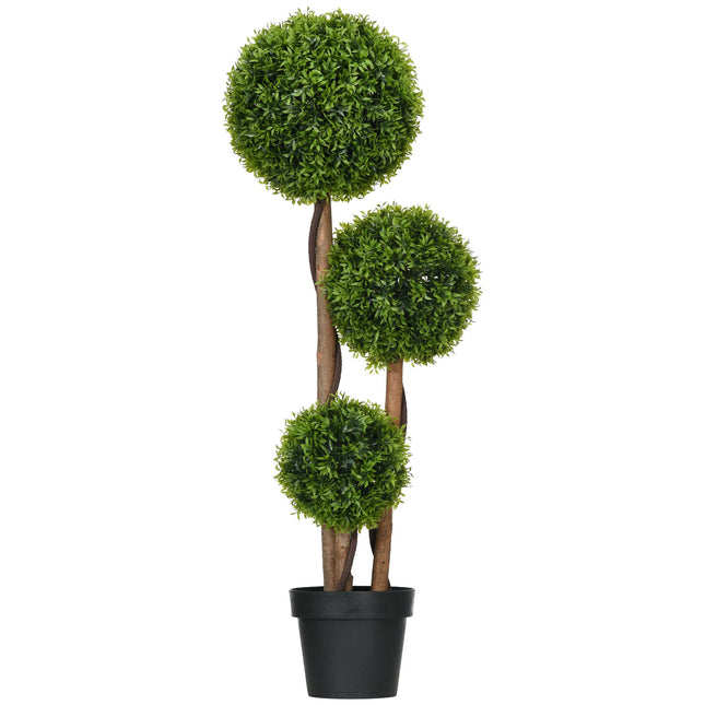 Mākslīgais buksusa topiārijs, 110 cm, UV izturīgs, 3 bumbiņas