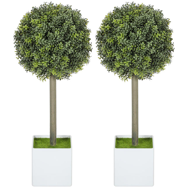 Artificial Boxwood Topiary Set, 45cm, UV-Resistant